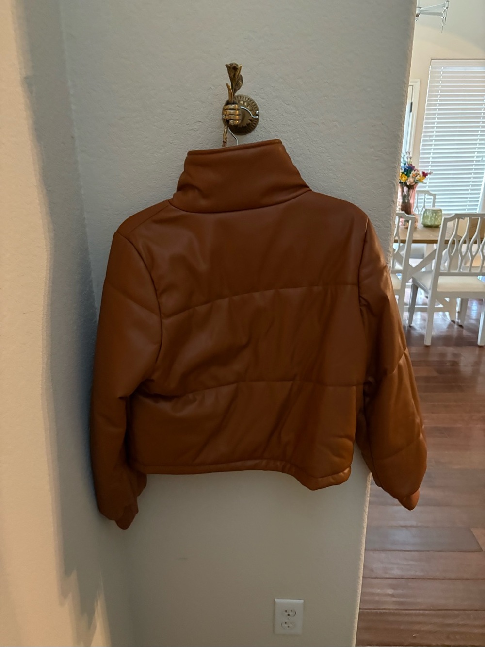 Anthropologie Vegan Leather Collared Puffer Jacket - Picture 9 of 9